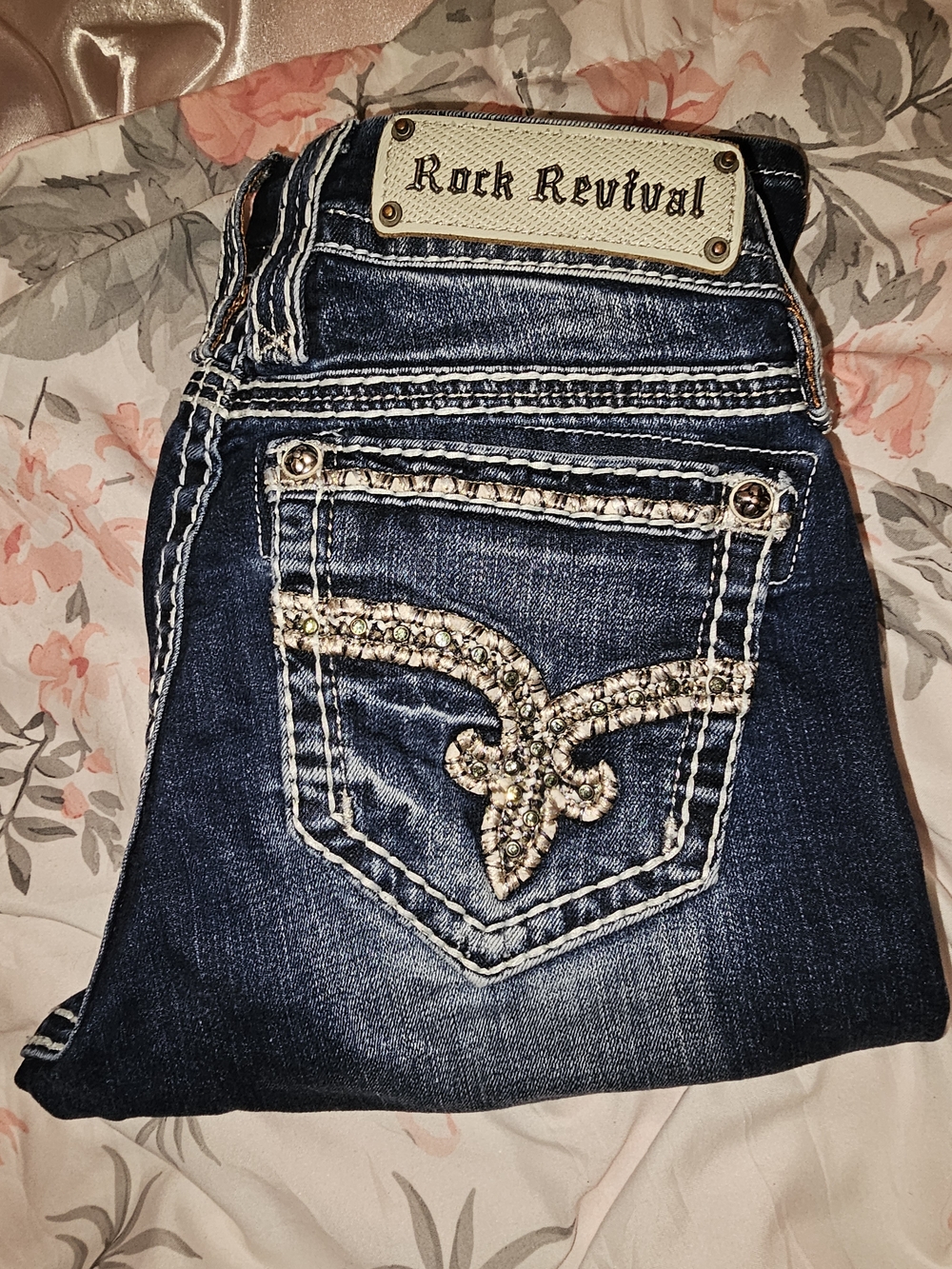 Rock Revival Women's Dark Blue Embellished Pocket Bermudas - Picture 2 of 11